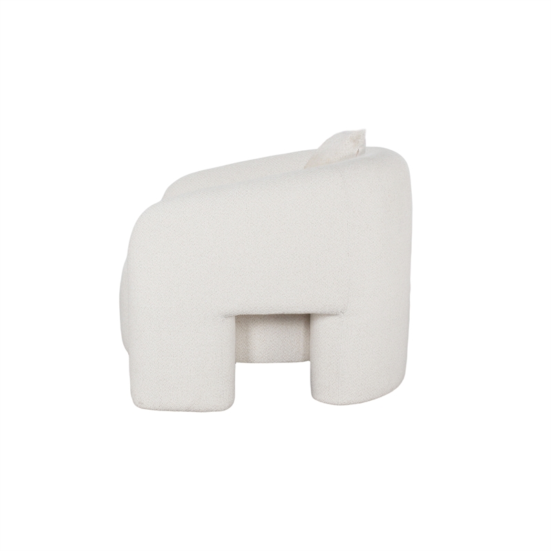 3-Piece Modern Sylvia Tweed Sofa & 2 Accent Chairs with Accent Pillows in Angora