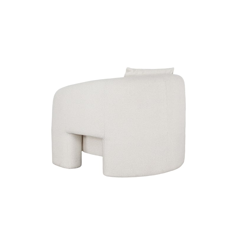 3-Piece Modern Sylvia Tweed Sofa & 2 Accent Chairs with Accent Pillows in Angora