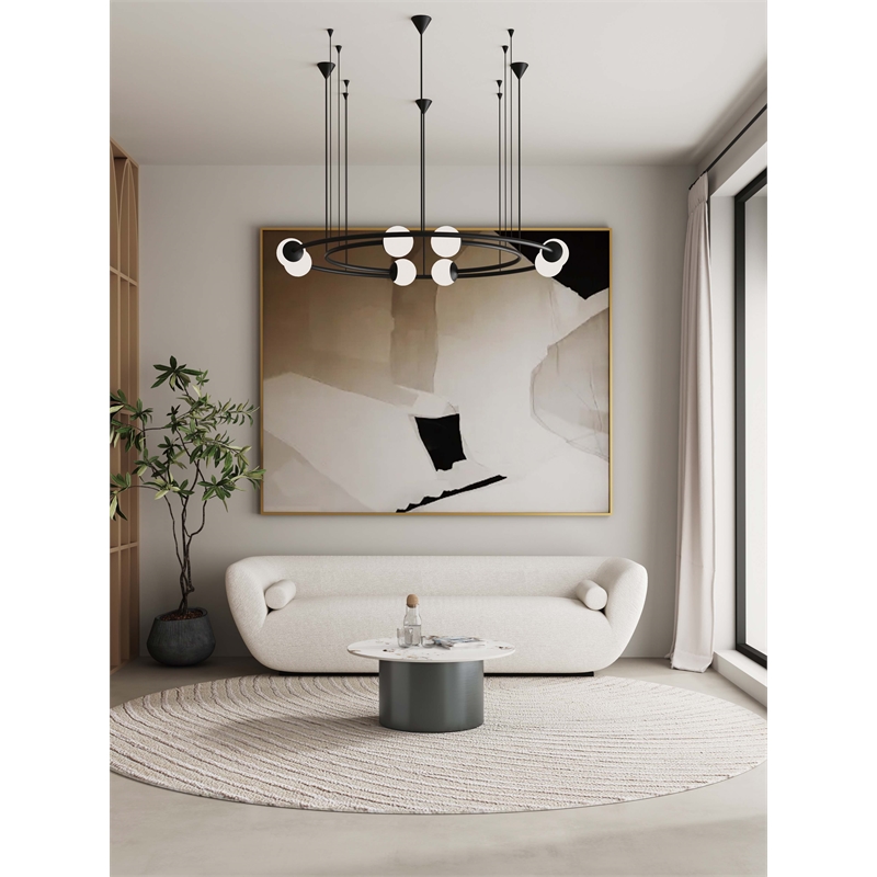 Manhattan Comfort Alondra Modern Coffee Table with Stainless Steel Base in Black