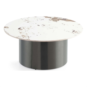 Manhattan Comfort Alondra Modern Coffee Table with Stainless Steel Base in Black