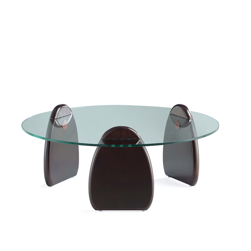 Manhattan Comfort Artesia Modern Coffee Table with Solid Wood Base - Dark Walnut