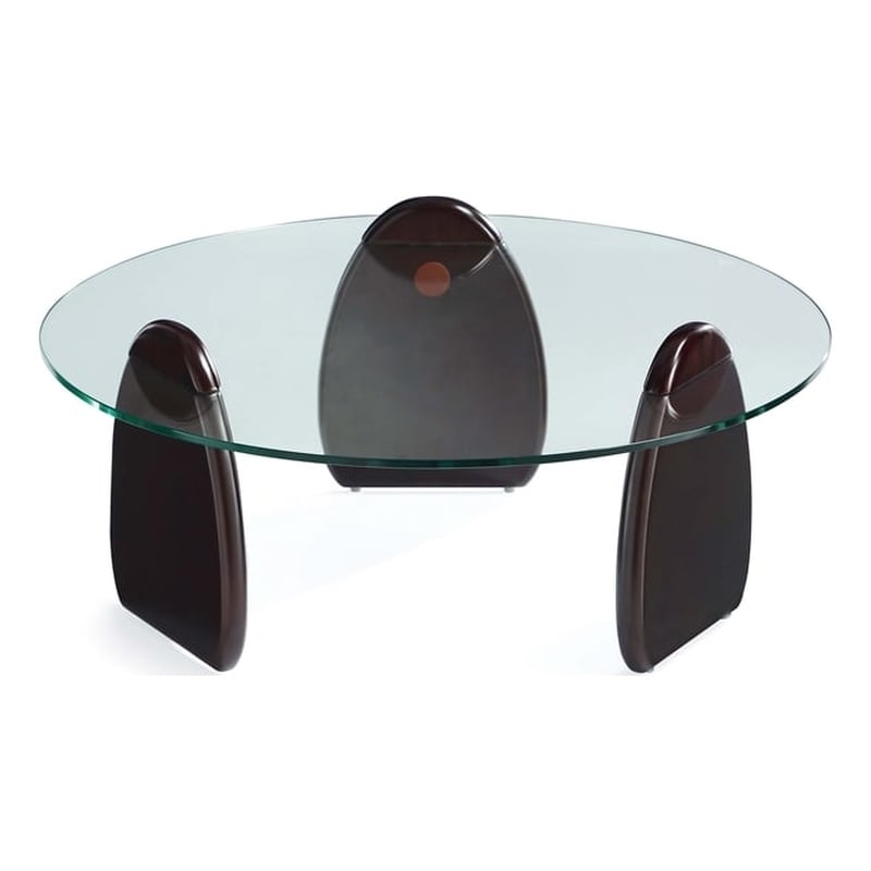 Manhattan Comfort Artesia Modern Coffee Table with Solid Wood Base - Dark Walnut