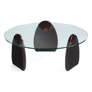 Manhattan Comfort Artesia Modern Coffee Table with Solid Wood Base - Dark Walnut