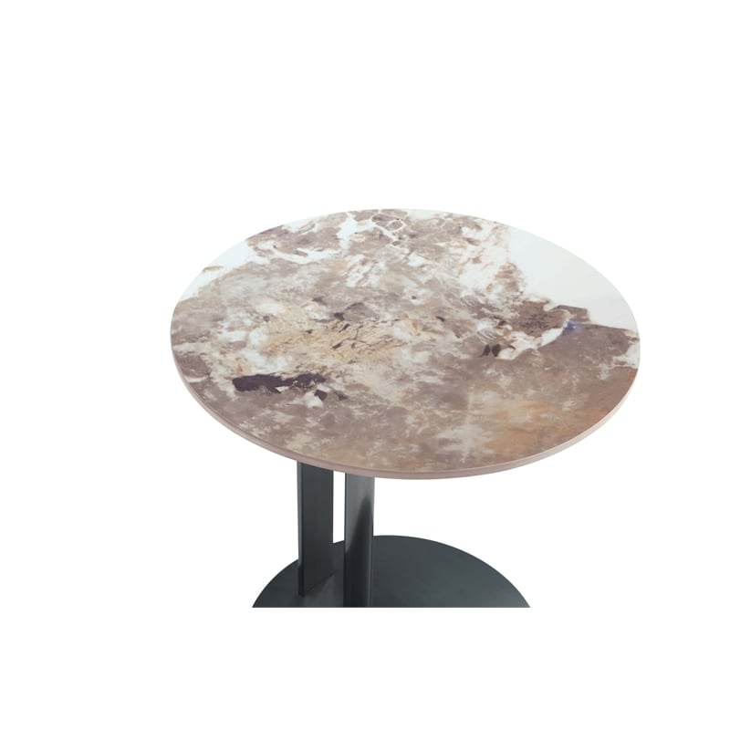 Manhattan Comfort Alondra Modern End Table with Stainless Steel Base in Black