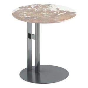 Manhattan Comfort Alondra Modern End Table with Stainless Steel Base in Black