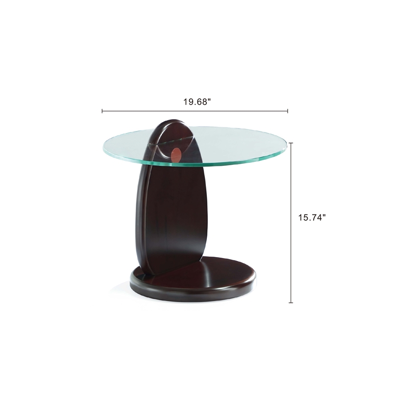 Manhattan Comfort Artesia Modern End Table with Solid Wood Base - Dark Walnut