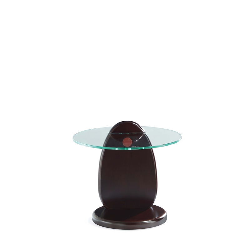 Manhattan Comfort Artesia Modern End Table with Solid Wood Base - Dark Walnut