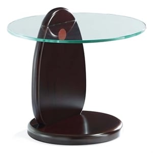 Manhattan Comfort Artesia Modern End Table with Solid Wood Base - Dark Walnut