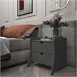 Manhattan Comfort Coney Mid-Century Modern 2-Drawer Nightstand in Gray