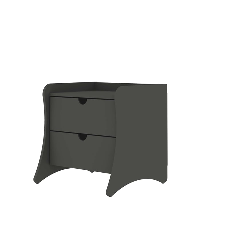 Manhattan Comfort Coney Mid-Century Modern 2-Drawer Nightstand in Gray