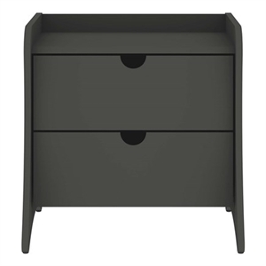 Manhattan Comfort Coney Mid-Century Modern 2-Drawer Nightstand in Gray