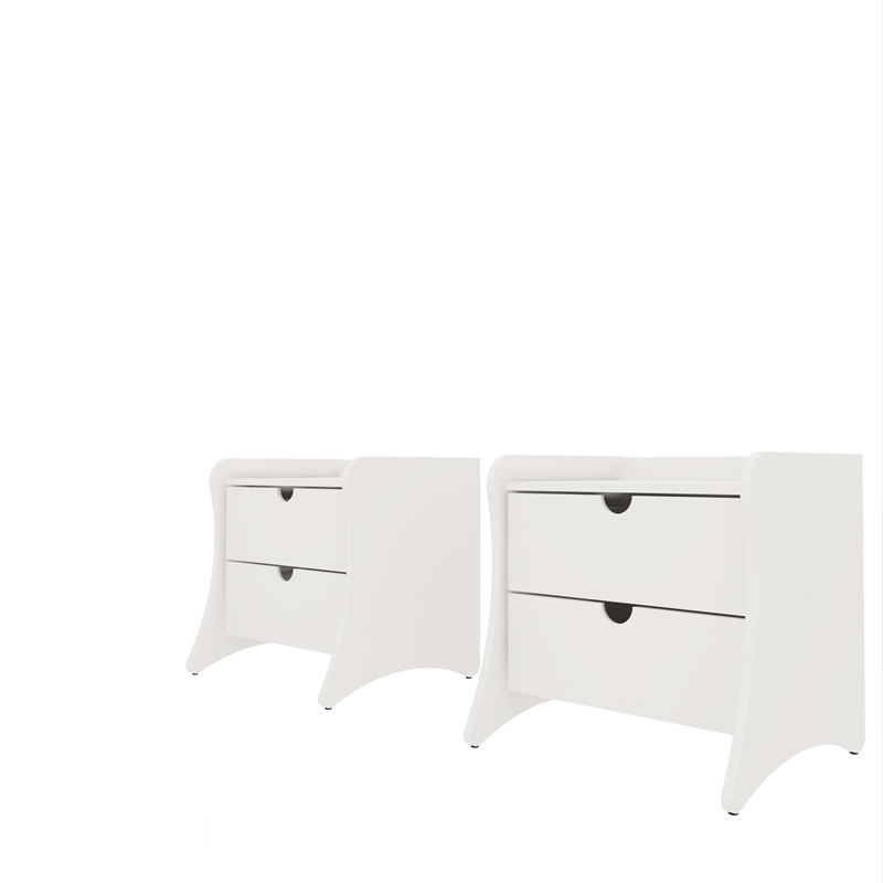 Coney Mid-Century Modern 2-Drawer Nightstand in White (Set of 2)