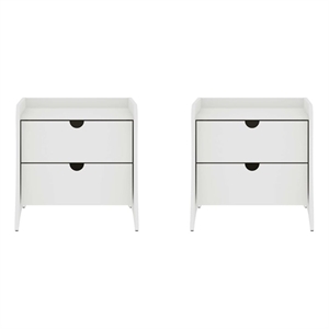 Coney Mid-Century Modern 2-Drawer Nightstand in White (Set of 2)