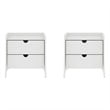 Coney Mid-Century Modern 2-Drawer Nightstand in White (Set of 2)
