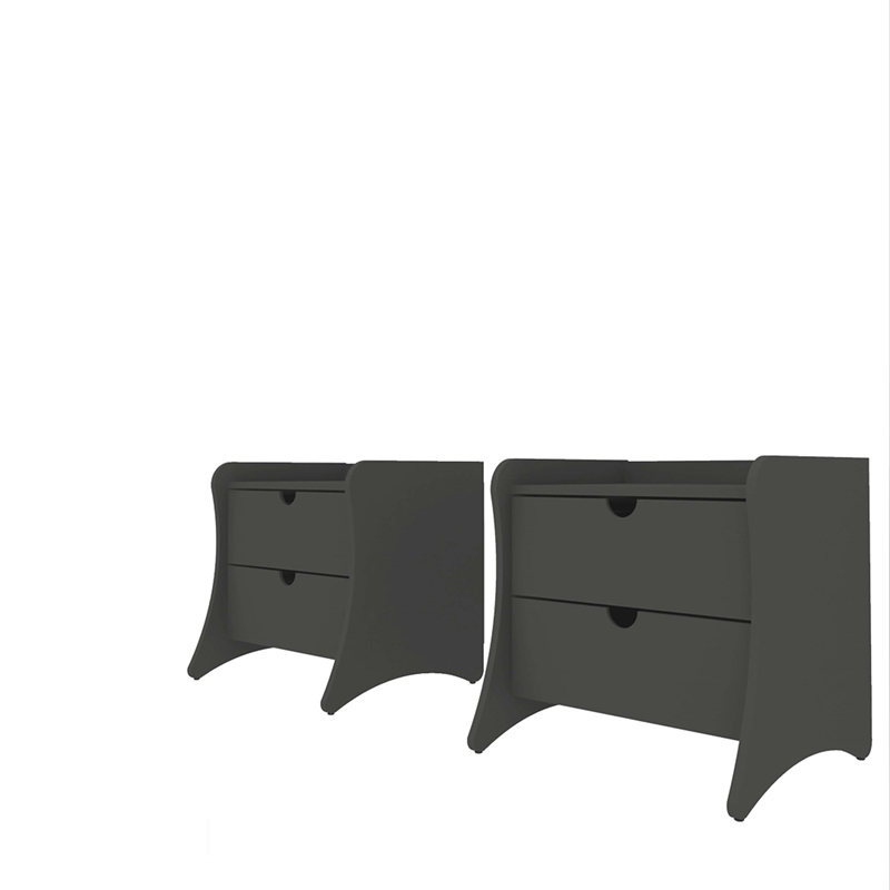 Coney Mid-Century Modern 2-Drawer Nightstand in Gray (Set of 2)
