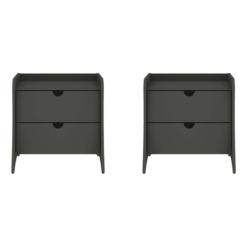 Coney Mid-Century Modern 2-Drawer Nightstand in Gray (Set of 2)