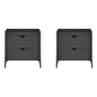 Coney Mid-Century Modern 2-Drawer Nightstand in Gray (Set of 2)