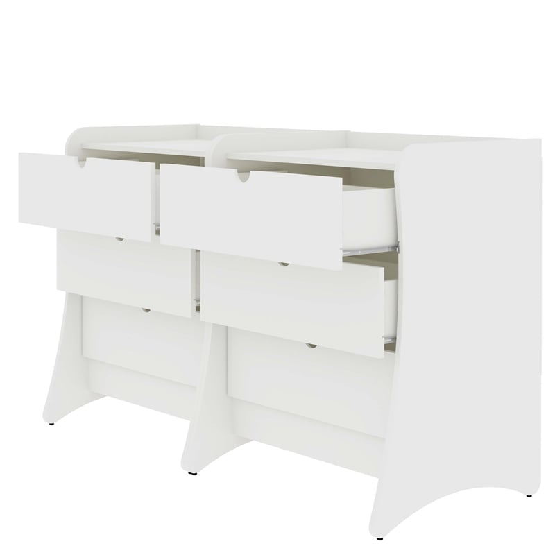 Manhattan Comfort Coney Mid-Century Modern 3-Drawer Dresser in White (Set of 2)