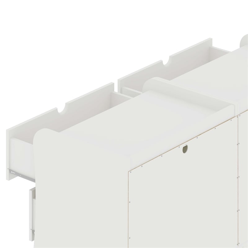 Manhattan Comfort Coney Mid-Century Modern 3-Drawer Dresser in White (Set of 2)