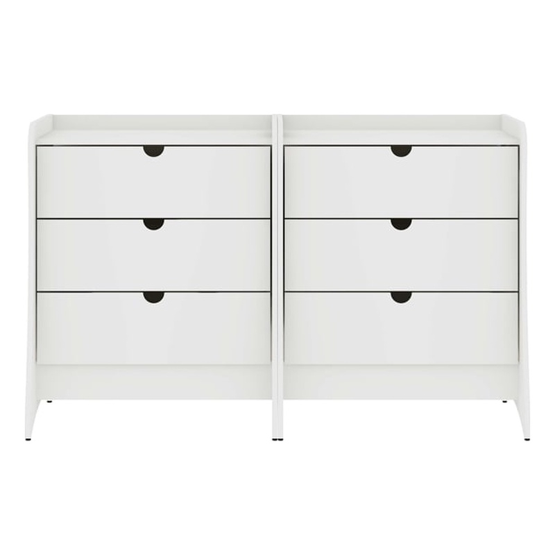Manhattan Comfort Coney Mid-Century Modern 3-Drawer Dresser in White (Set of 2)