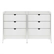 Manhattan Comfort Coney Mid-Century Modern 3-Drawer Dresser in White (Set of 2)