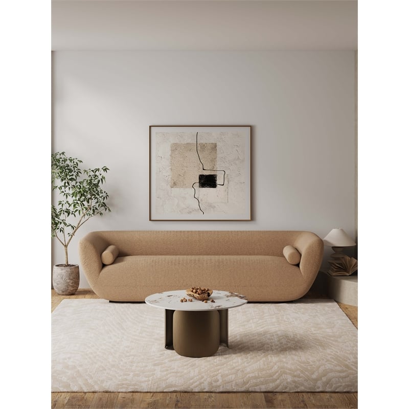 Manhattan Comfort Monica Modern Coffee Table with Stainless Steel Base in Gold