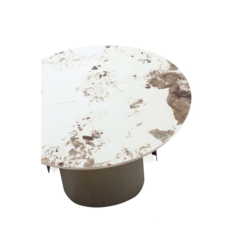 Manhattan Comfort Monica Modern Coffee Table with Stainless Steel Base in Gold