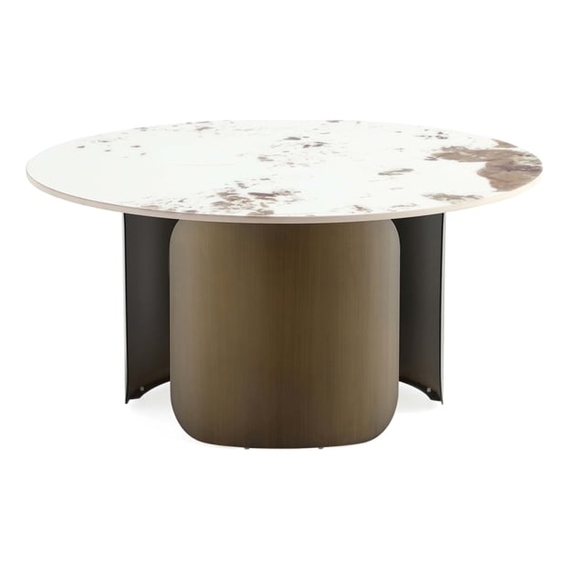 Manhattan Comfort Monica Modern Coffee Table with Stainless Steel Base in Gold