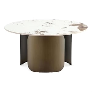 Manhattan Comfort Monica Modern Coffee Table with Stainless Steel Base in Gold