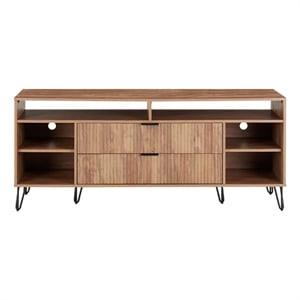 DUMBO 63&quot Mid-Century Modern TV Stand with 6 Shelves & 2 Drawers in Gold Brown