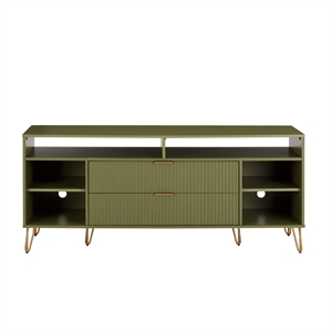 DUMBO 63&quot Mid-Century Modern TV Stand with 6 Shelves & 2 Drawers in Olive Green