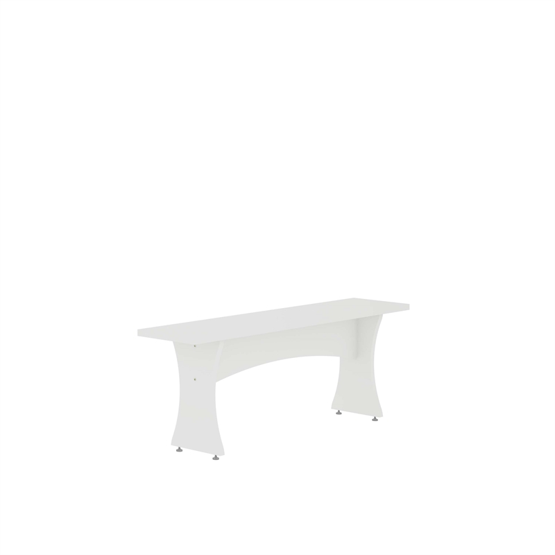 Manhattan Comfort Coney Mid-Century Modern Dining Bench in White (Set of 2)