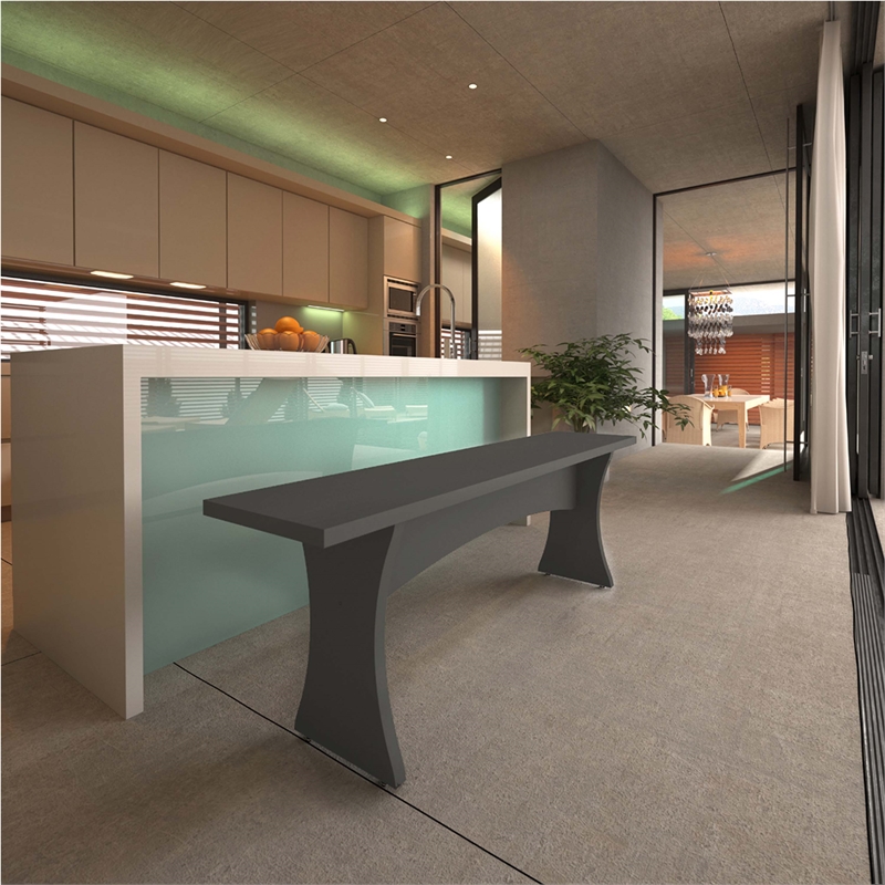 Manhattan Comfort Coney Mid-Century Modern Dining Bench in Gray (Set of 2)