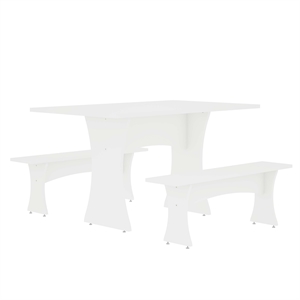 Manhattan Comfort Coney 3-Piece Mid-Century Modern Dining Set in White