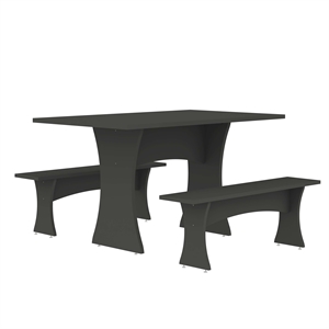 Manhattan Comfort Coney 3-Piece Mid-Century Modern Dining Set in Gray