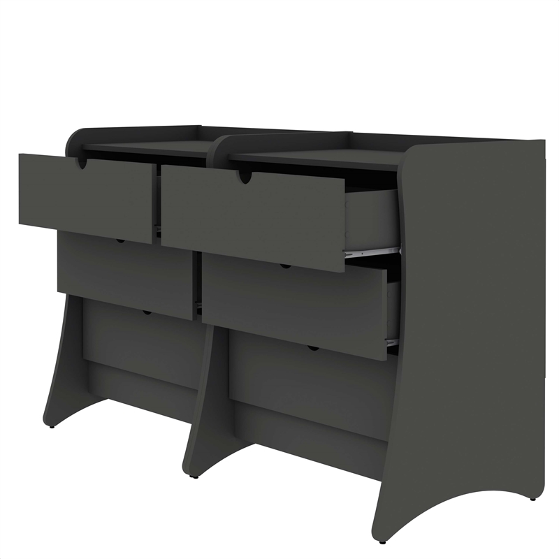 Manhattan Comfort Coney Mid-Century Modern 3-Drawer Dresser in Gray (Set of 2)