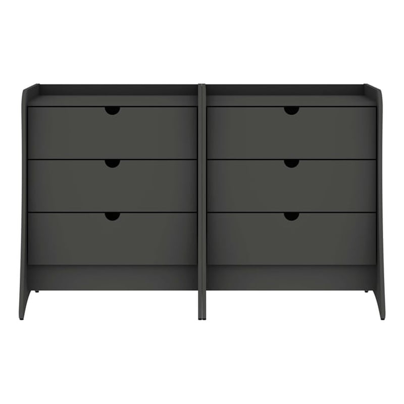 Manhattan Comfort Coney Mid-Century Modern 3-Drawer Dresser in Gray (Set of 2)