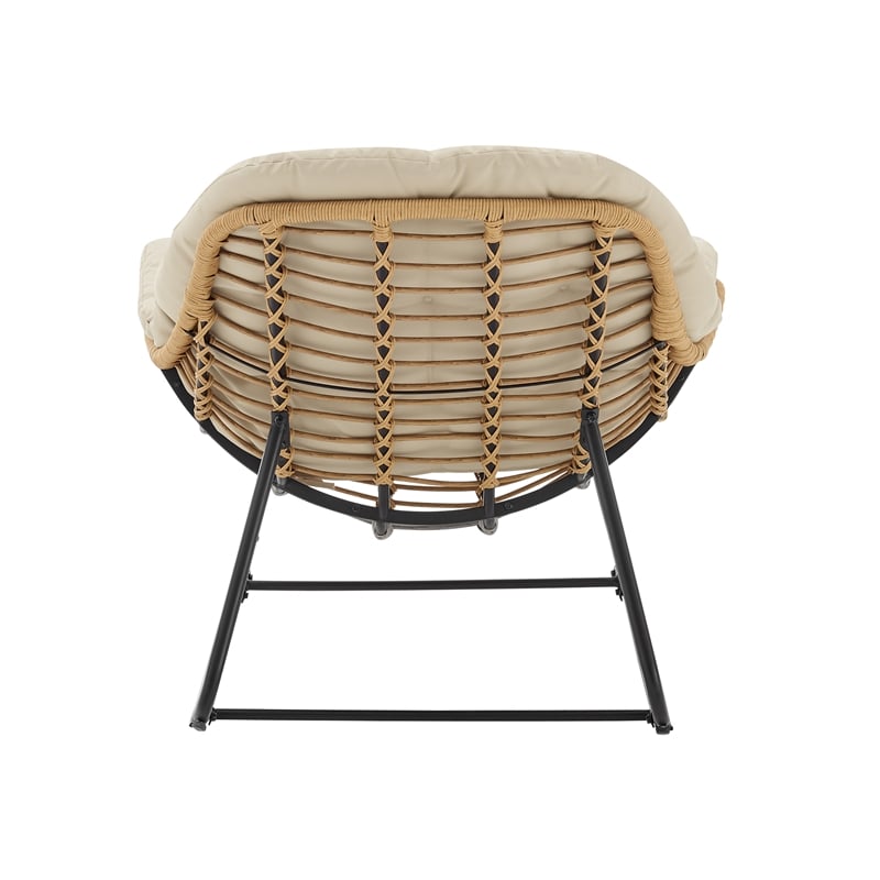 Benson Modern 6-Piece Patio Rocking Chair Set with Ottomans and Tables in Cream