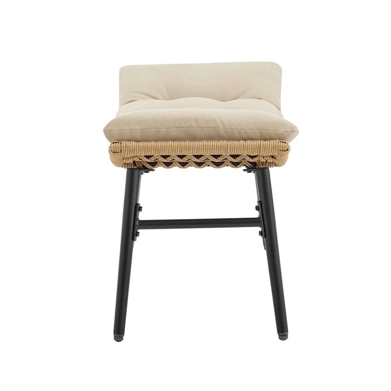 Benson Modern 6-Piece Patio Rocking Chair Set with Ottomans and Tables in Cream