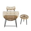 Benson Modern 6-Piece Patio Rocking Chair Set with Ottomans and Tables in Cream
