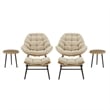 Benson Modern 6-Piece Patio Rocking Chair Set with Ottomans and Tables in Cream