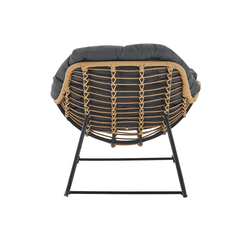 Benson Modern 6-Piece Patio Rocking Chair Set with Ottomans and Tables in Gray