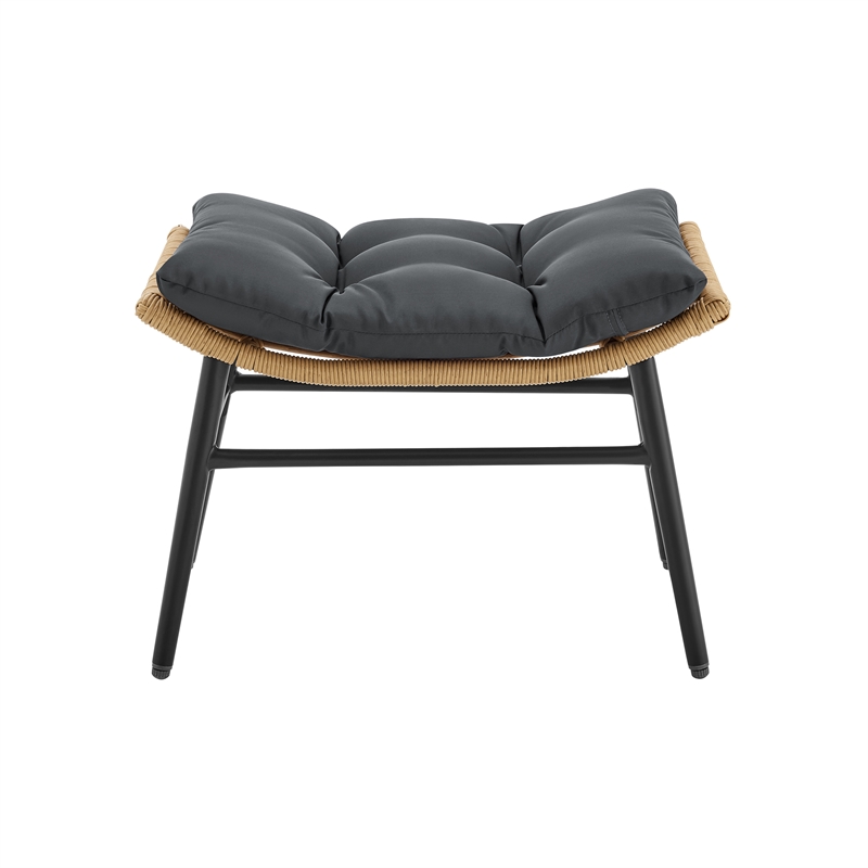Benson Modern 6-Piece Patio Rocking Chair Set with Ottomans and Tables in Gray