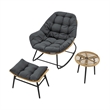 Benson Modern 6-Piece Patio Rocking Chair Set with Ottomans and Tables in Gray