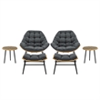 Benson Modern 6-Piece Patio Rocking Chair Set with Ottomans and Tables in Gray