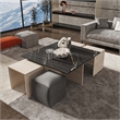 Haley Mid-Century Modern Nested Coffee Table & Ottoman Set Multi-Color