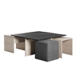 Haley Mid-Century Modern Nested Coffee Table & Ottoman Set Multi-Color