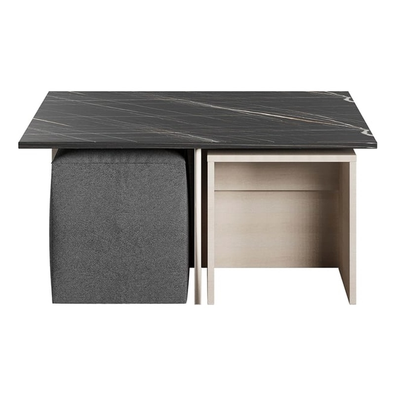 Haley Mid-Century Modern Nested Coffee Table & Ottoman Set Multi-Color