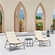 Manhattan Comfort Sunset Modern 3-Piece Patio Conversation Set in Cream