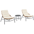 Manhattan Comfort Sunset Modern 3-Piece Patio Conversation Set in Cream